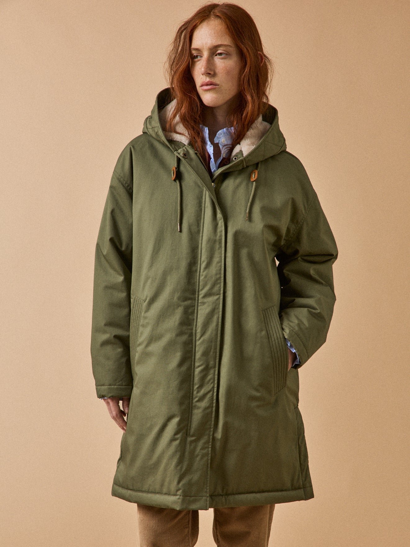 Women's mid-length parka with faux-fur lining - Image 8