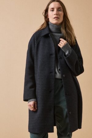 Women's woolen houndstooth coat