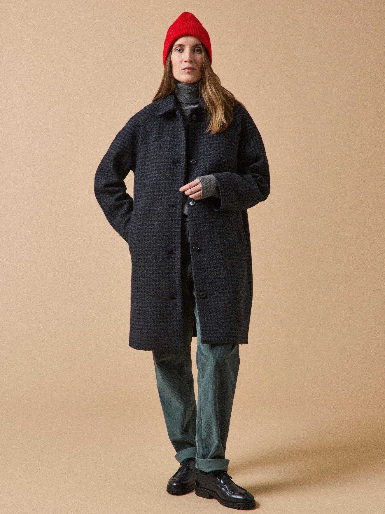 Women's woolen houndstooth coat - Image 7