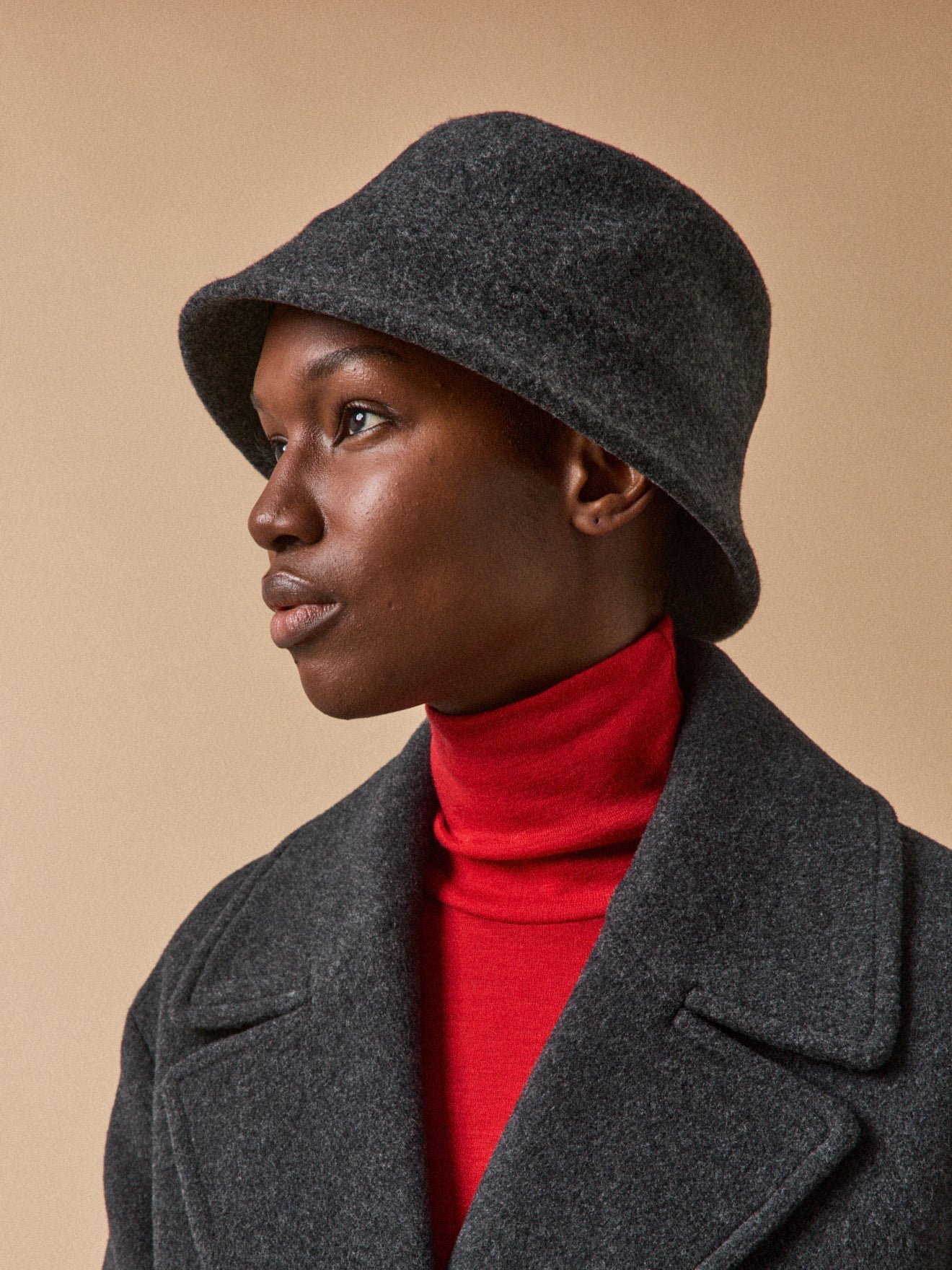 Women's plain woolen pea coat - Image 8