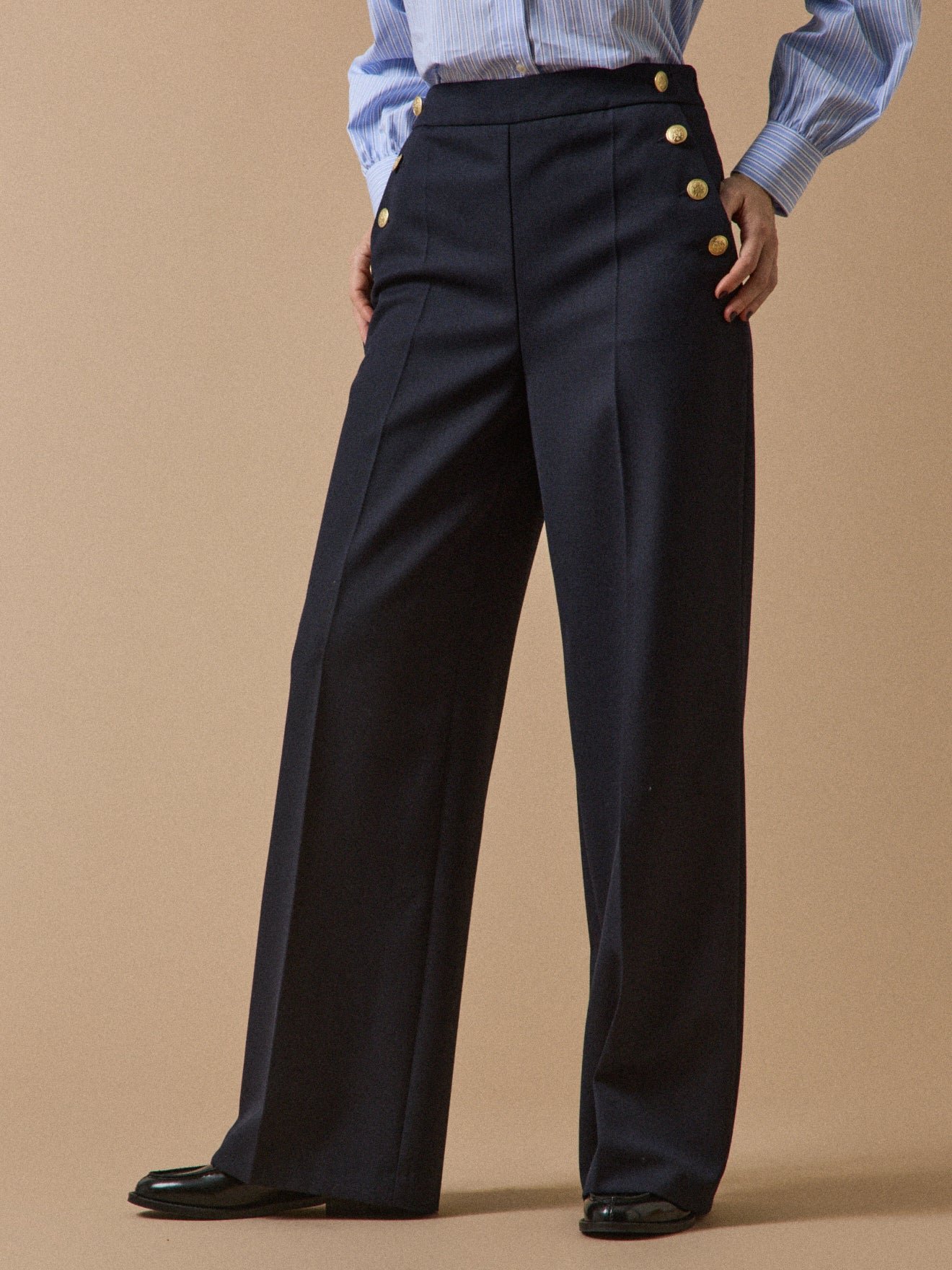 Women's wide-leg Mae sailor-top trousers with golden buttons